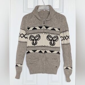 NWOT TNA Adult (Medium) Sea To Sky Lambs Wool Zip-Front Cardigan/Sweater/Jacket